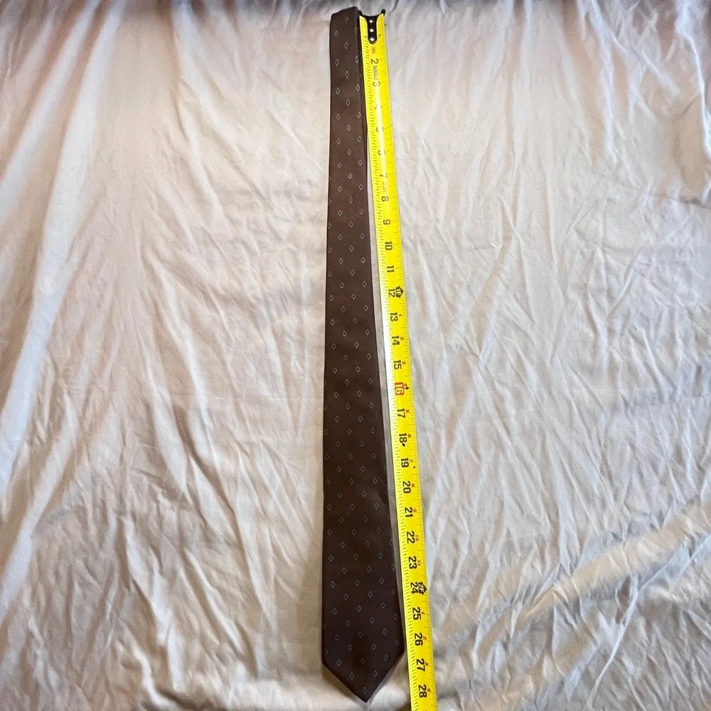 John Henry Twill Blend‎ Micro Diamond Pattern Classic Necktie Brown Blue